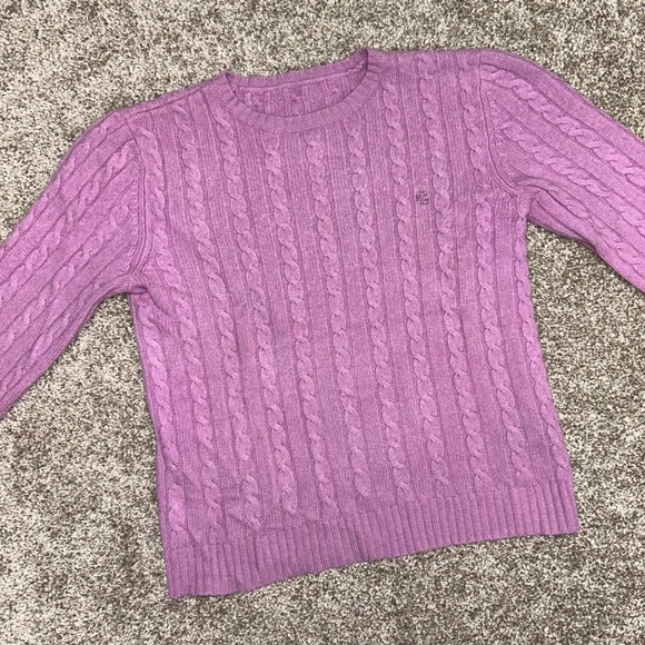 Lauren Ralph Lauren Cable Knit Sweater Women NO SIZE TAG (Medium) Purple - Picture 2 of 11